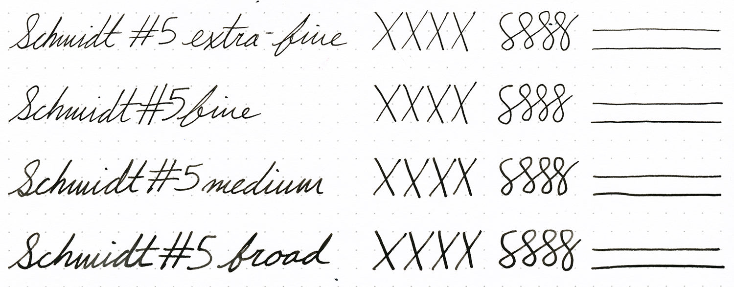 Schmidt #5 steel nib writing samples