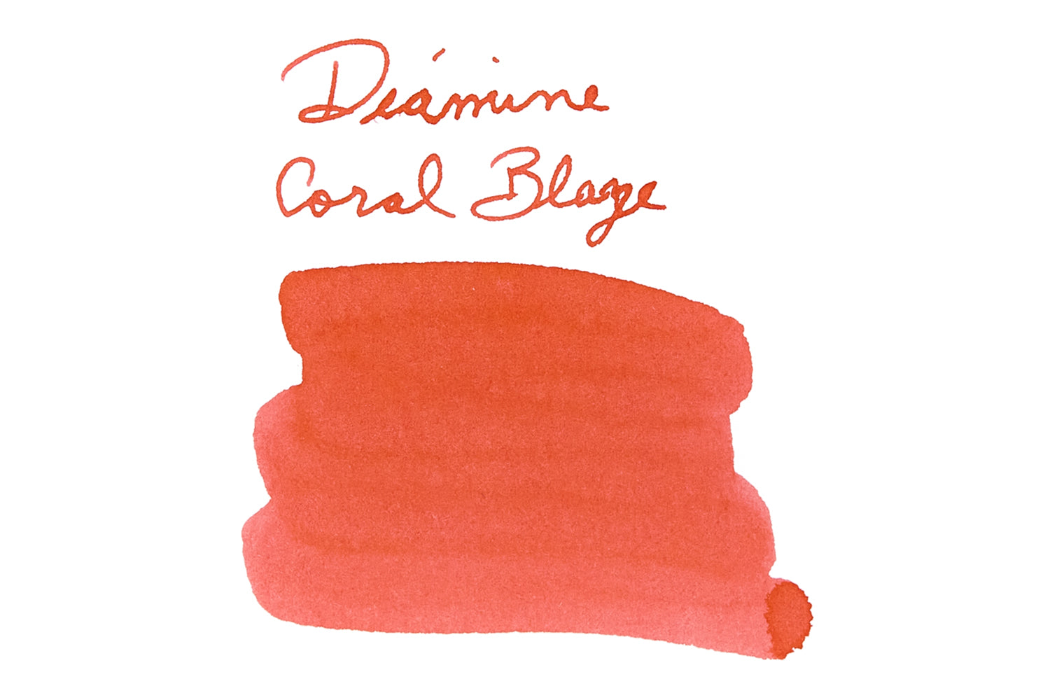 Diamine Forever Coral Blaze fountain pen ink swab with writing