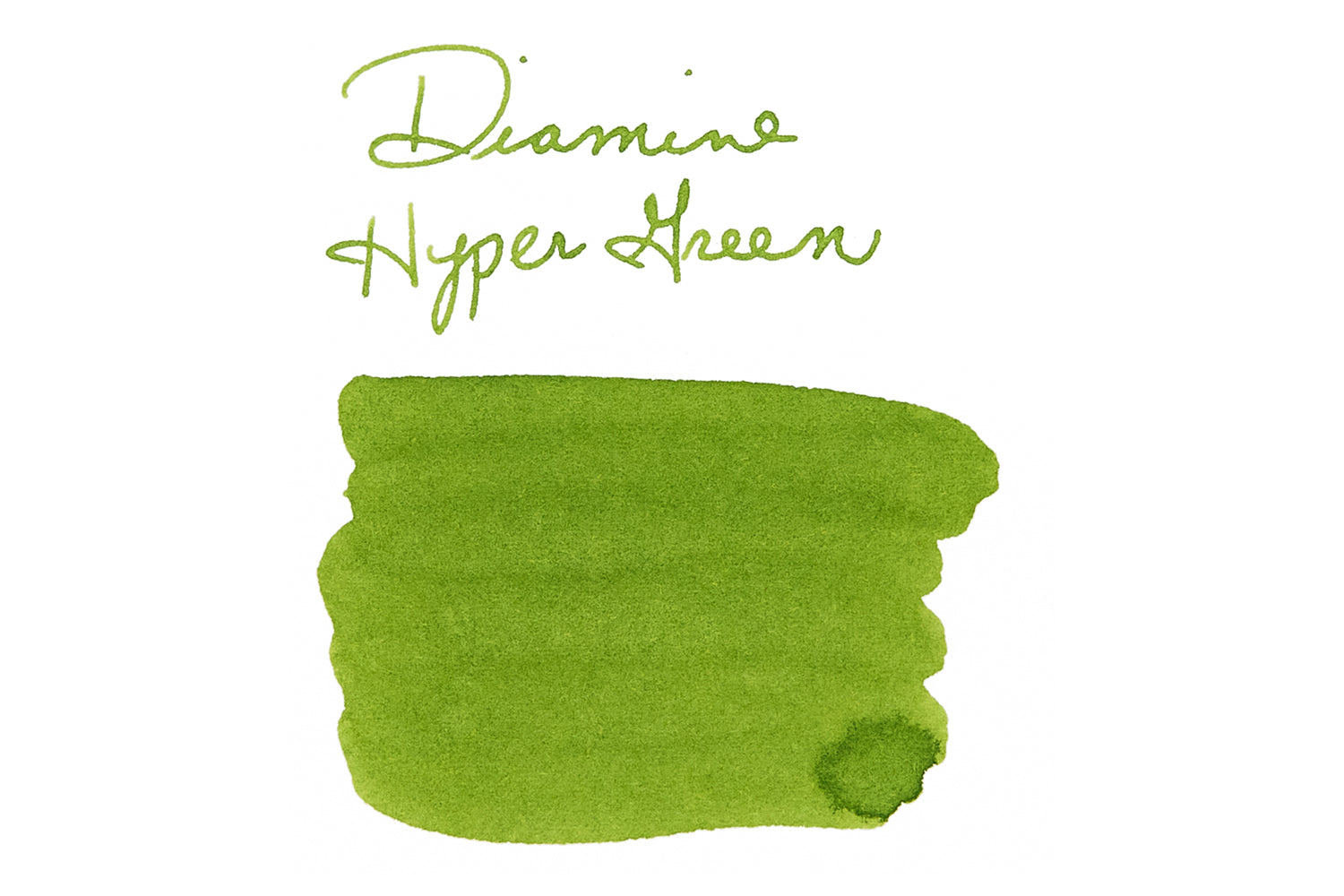 Diamine Forever Hyper Green fountain pen ink swab with writing