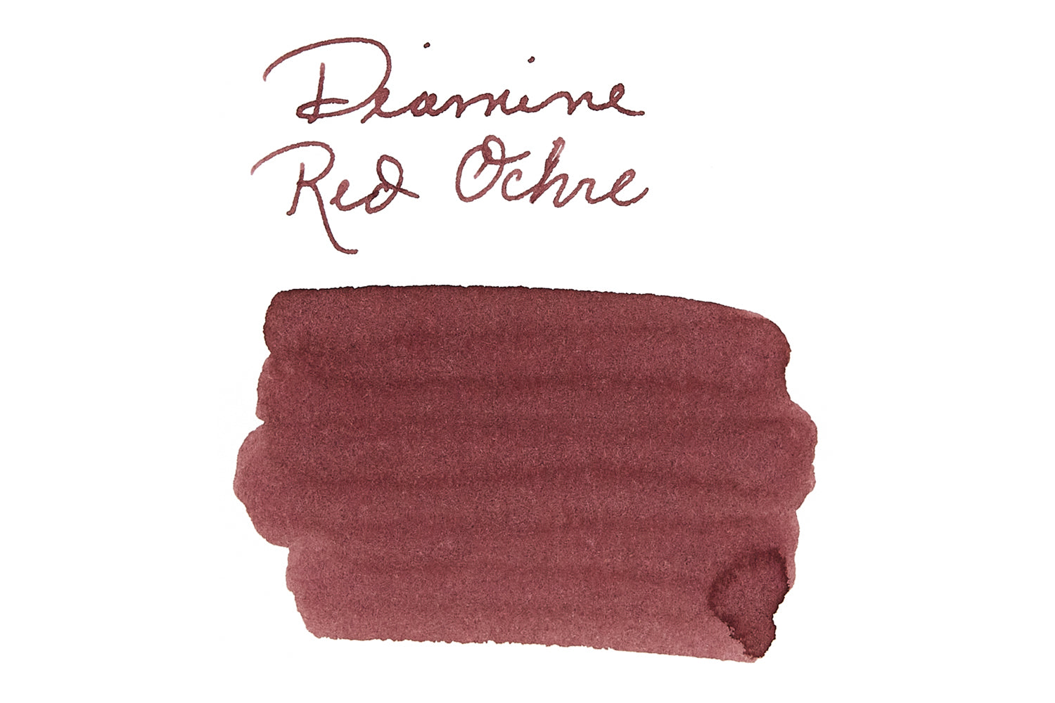 Diamine Forever Red Ochre fountain pen ink swab with writing