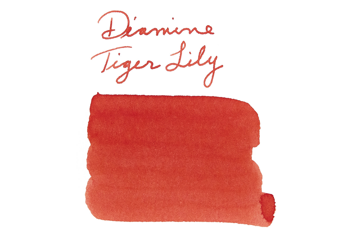 Diamine Forever Tiger Lily fountain pen ink swab with writing