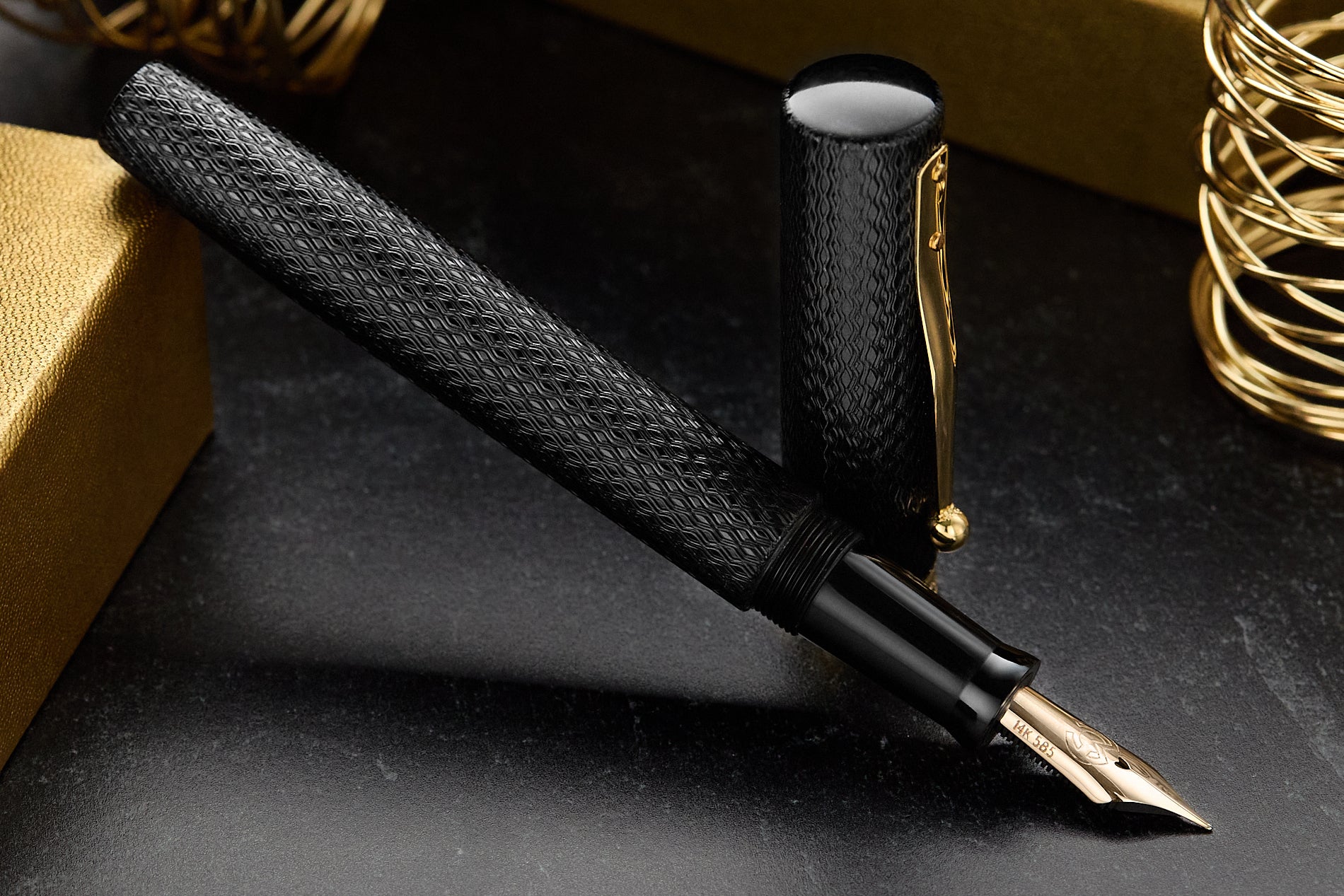Magna Carta Mag 600 Fountain Pen - Black Ebonite Chased