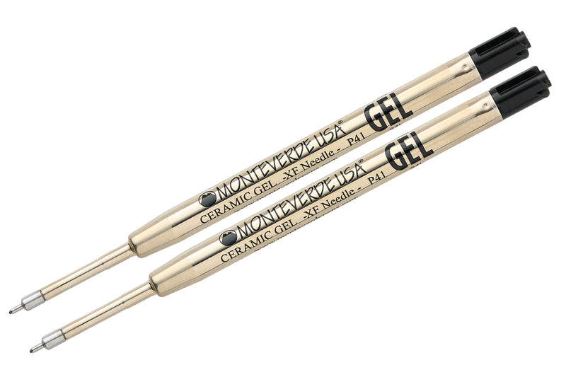 Monteverde Capless Gel P41 Rollerball Refills - Black, 0.5mm XF Needlepoint (2-Pack)