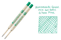 Monteverde Capless Gel P42 Rollerball Refills - Green, 0.7mm Fine (2-Pack)
