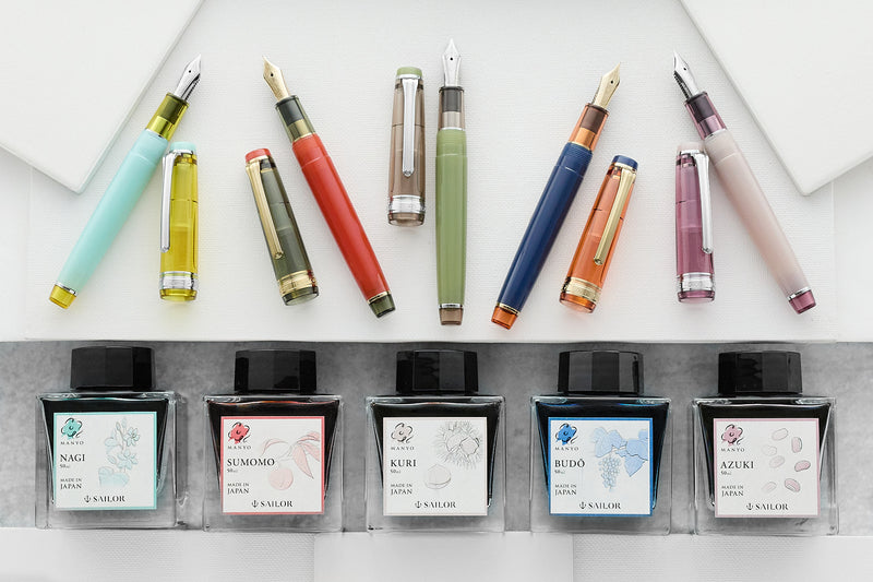 Sailor Pro Gear Slim Manyo Fountain Pen Set - Red Bean (Limited Edition)