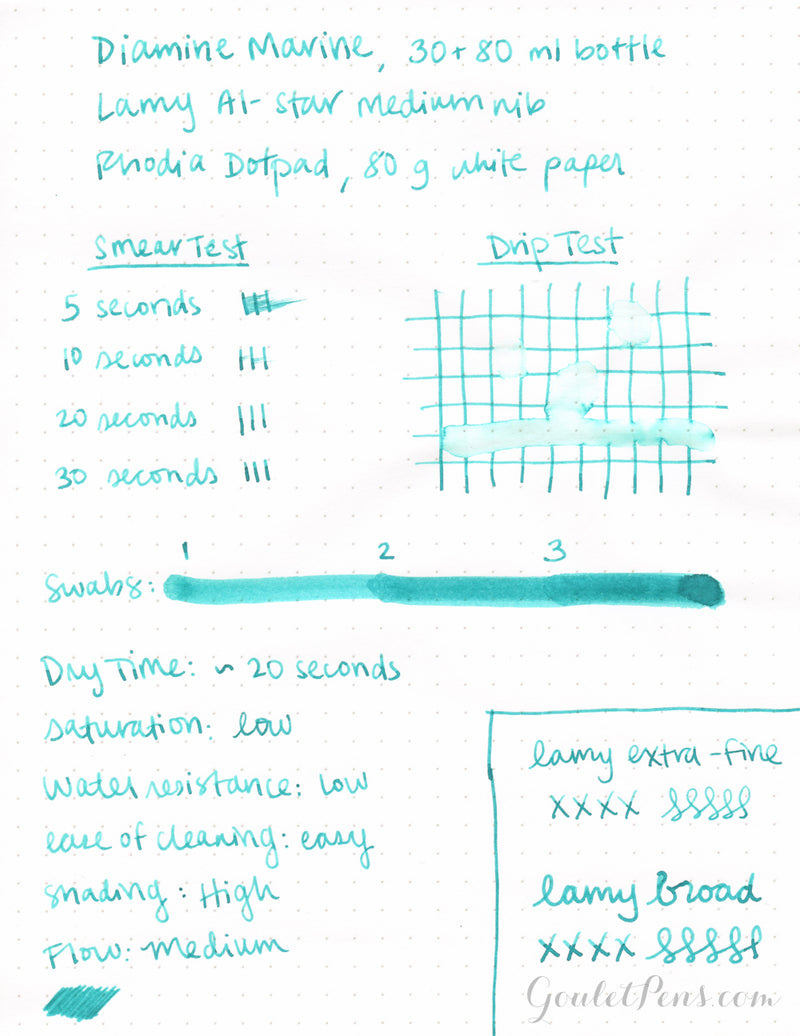 Diamine Marine - Ink Sample